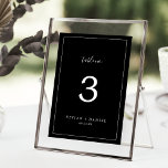 Minimalist | Dark Black Wedding Table Number<br><div class="desc">This minimalist dark black wedding table number is perfect for a simple wedding. The modern romantic design features classic black and white typography paired with a rustic yet elegant calligraphy with vintage hand lettered style. Customizable in any color. Keep the design simple and elegant, as is, or personalize it by...</div>