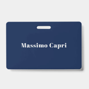 Minimalist Dark Blue Elegant Own Name Bold Text Badge