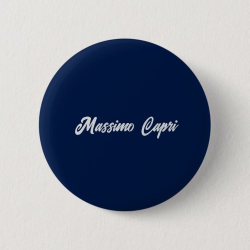 Minimalist Dark Blue Elegant Own Name Bold Text Button