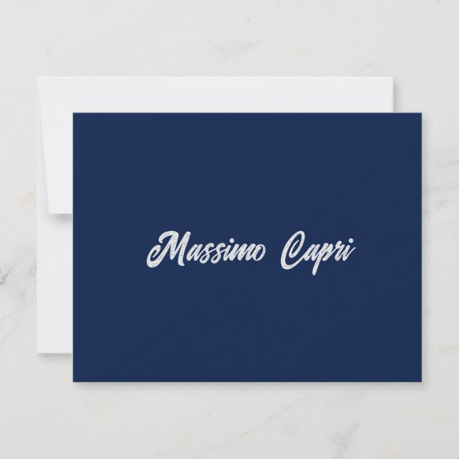 Minimalist Dark Blue Elegant Own Name Bold Text Note Card (Front)
