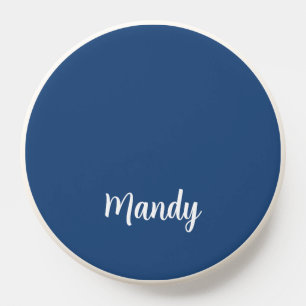 Minimalist Dark Blue Monogram Name PopSocket