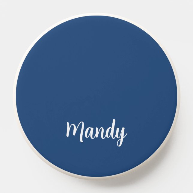 Minimalist Dark Blue Monogram Name PopSocket (Popsocket)