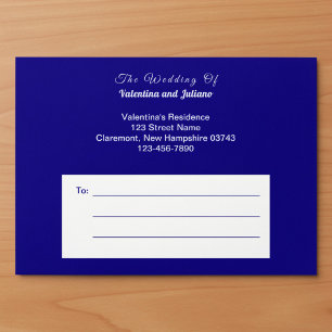 Minimalist Dark Blue Wedding Envelope