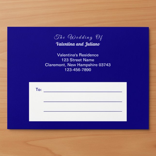 Minimalist Dark Blue Wedding Envelope (Typography style minimalist dark blue wedding envelope)
