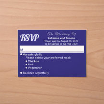 Minimalist Dark Blue Wedding RSVP