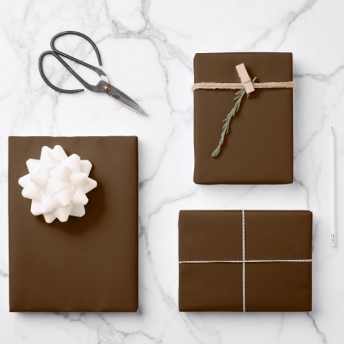Minimalist Dark Brown Solid Color Christmas  Wrapping Paper Sheets