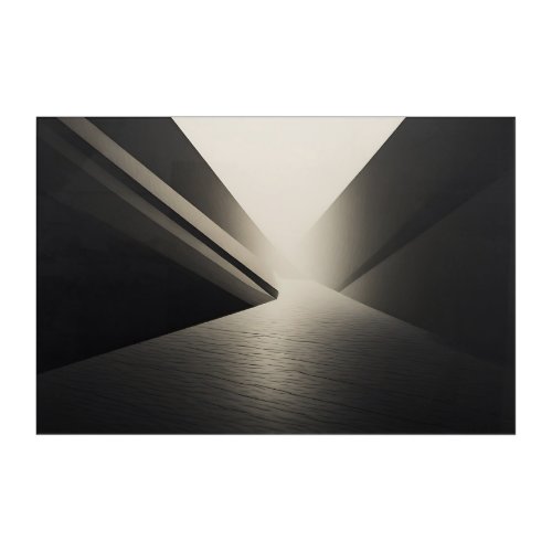 Minimalist Dark Corridor Light and Shadow Acrylic Print