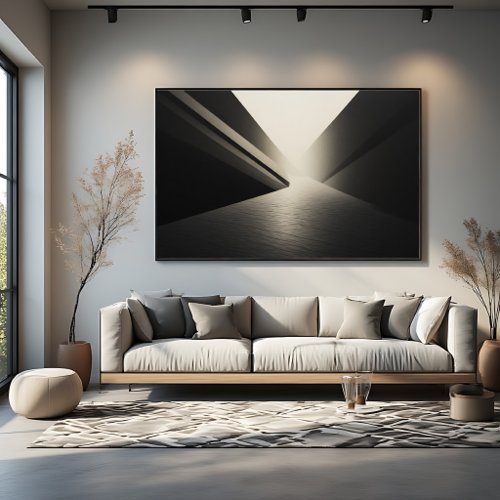 Minimalist Dark Corridor Light and Shadow Canvas Print