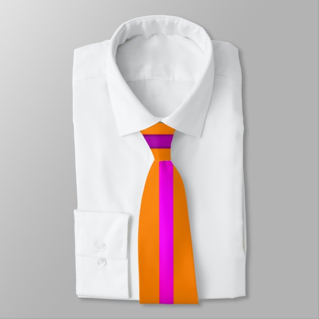 Minimalist Dark Gold with Purple Stripe Neck Tie (Tied)