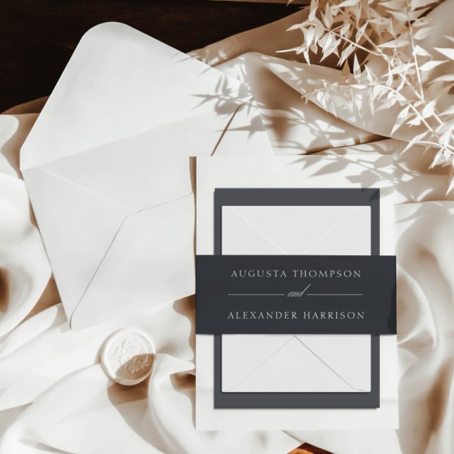 Minimalist Dark Gray Invitation Belly Band (Creator Uploaded)