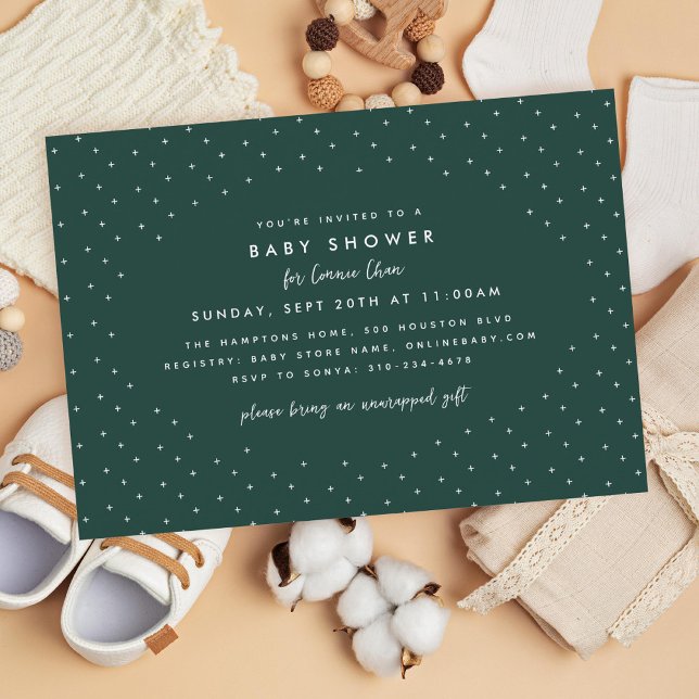 Minimalist Dark Green Baby Shower Invitation (Creator Uploaded)