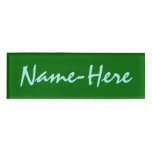 [ Thumbnail: Minimalist Dark Green Background + Turquoise Name Name Tag ]