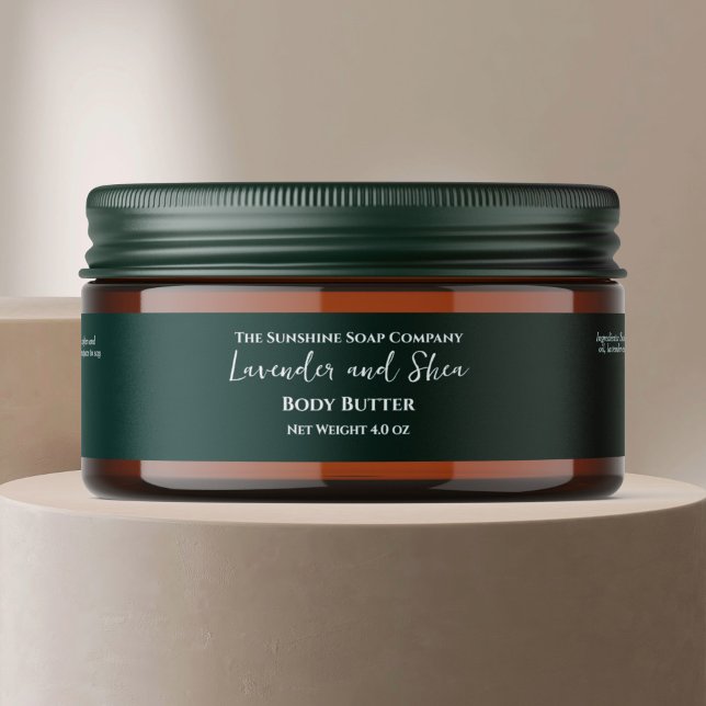 Minimalist Dark Green Cosmetics Jar Label (Creator Uploaded)