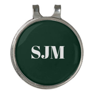 Minimalist dark green Custom monogram initials Golf Hat Clip