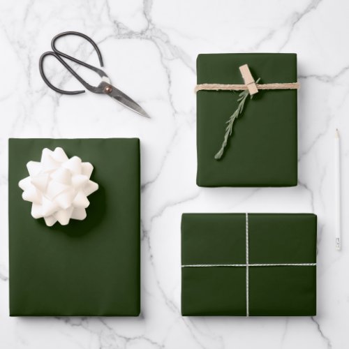 Minimalist dark green elegant solid plain gift wrapping paper sheets