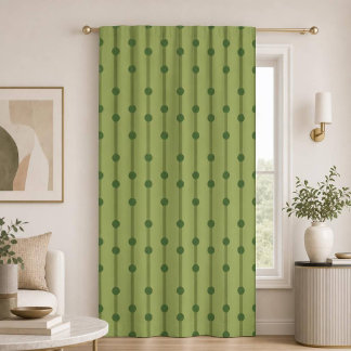 Minimalist Dark Green Geometric Dots and Stripes Blackout Curtains