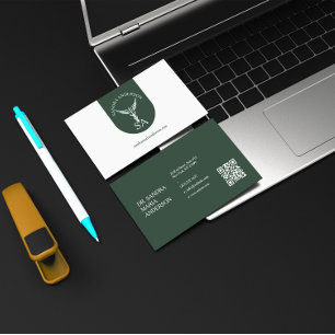 Minimalist Dark Green Medical URL Code Business Card