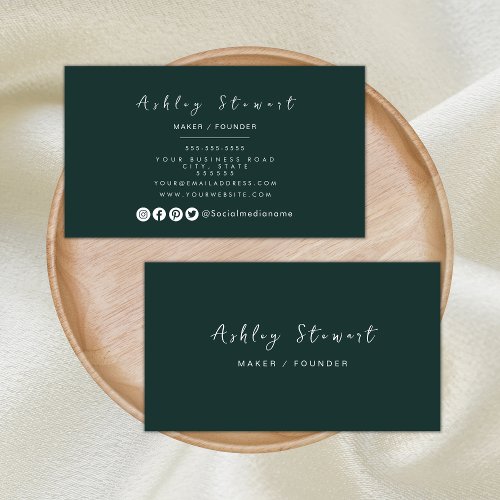 Minimalist Dark Green Modern Professional Branding Business Card