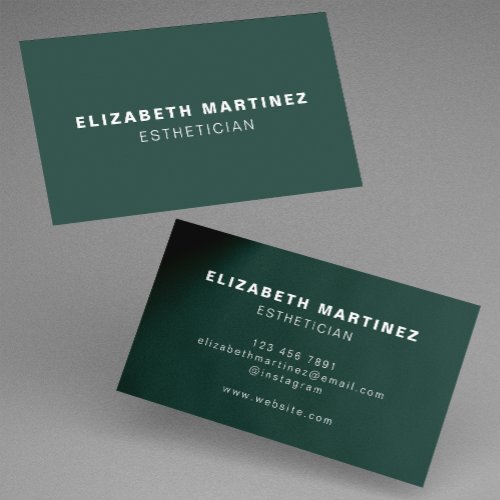 Minimalist Dark Green Modern Professional Custom Business Card