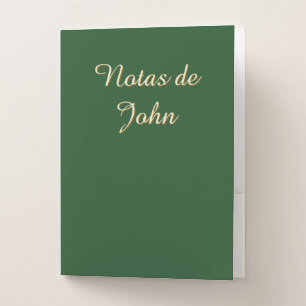 Minimalist Dark Green Spanish Notas de [Name] Pocket Folder