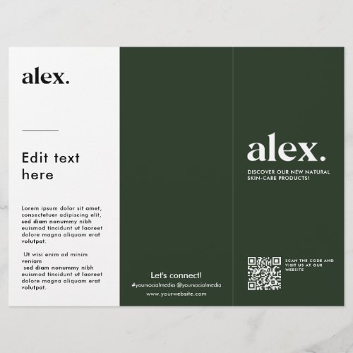 Minimalist Dark Green Trifold Brochure