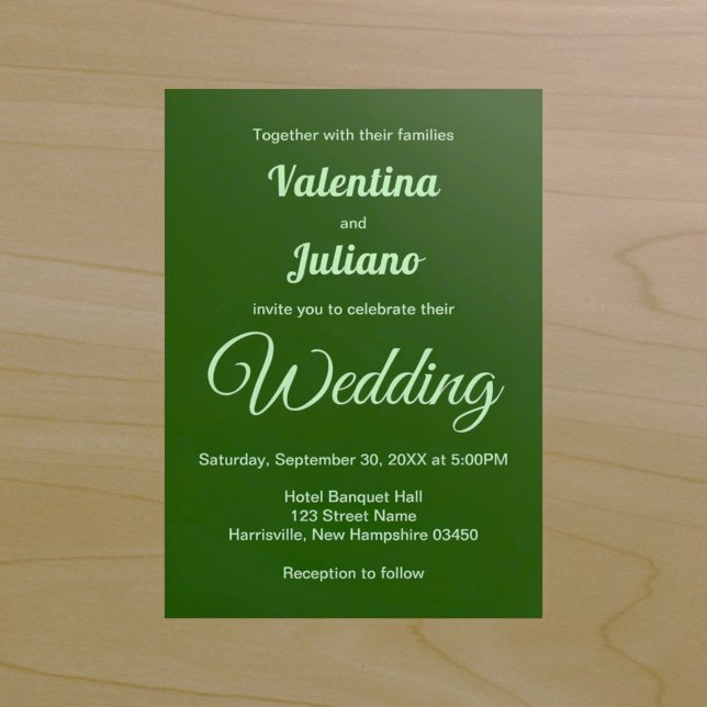 Minimalist Dark Green Wedding Invitation (Typography style minimalist dark green wedding invitation)