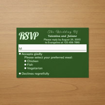 Minimalist Dark Green Wedding RSVP