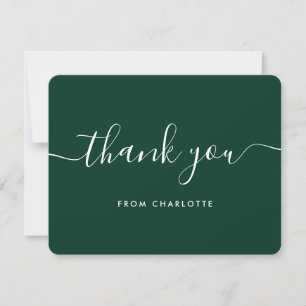Minimalist Dark Green Wedding Shower Birthday Thank You Card