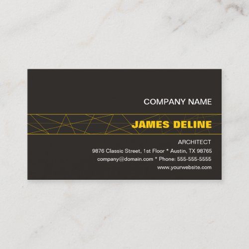 Minimalist Dark Grey Gold Architect Business Card