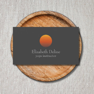 Minimalist Dark Grey Orange Circle Yoga Instructor Business Card