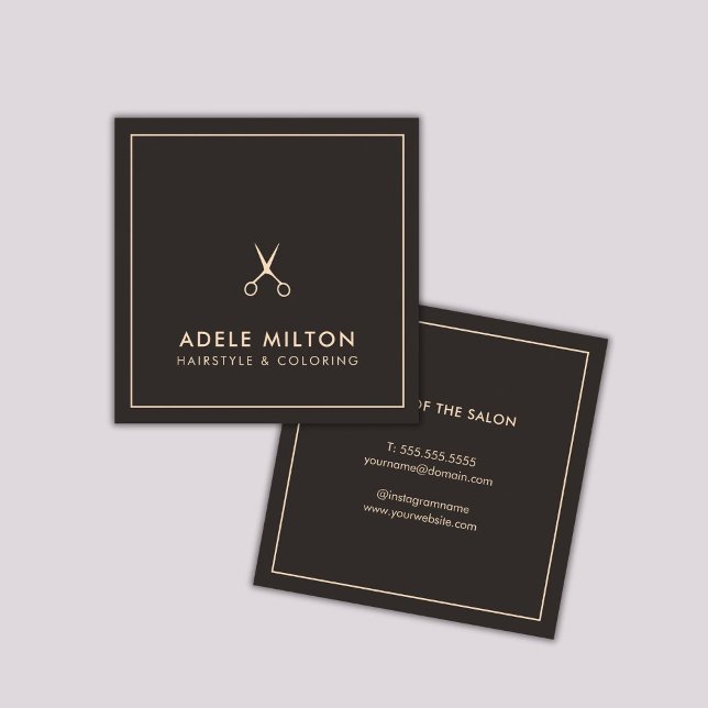 Minimalist Dark Grey Pastel Scissors Hairstylist Square Business Card (Creator Uploaded)