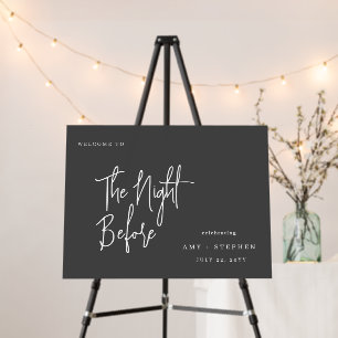Minimalist Dark Grey the Night Before Welcome Sign