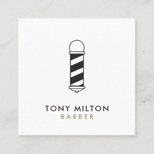 Minimalist Dark Grey White Barber Pole  Square Business Card