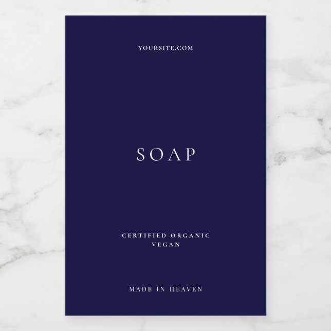 Minimalist Dark Navy Blue Bath Soap Product Food Label (Single Label)