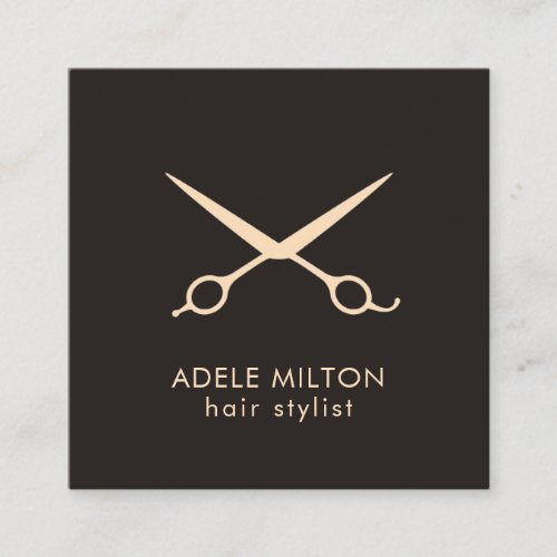 Minimalist Dark Pastel Scissors Hairstylist Square Business Card