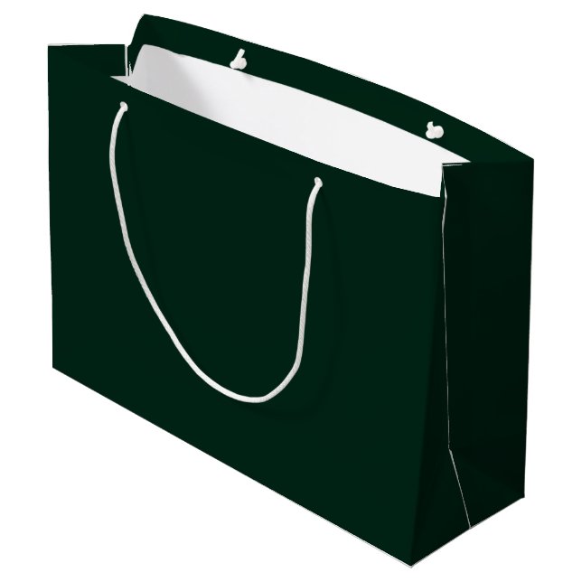 Minimalist dark pine green solid plain elegant large gift bag (Back Angled)