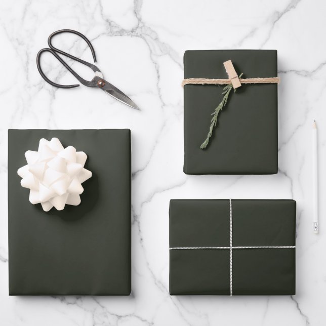 Minimalist Dark Pine Tree solid plain elegant Wrapping Paper Sheets (Front)