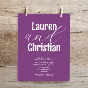 Minimalist Dark Purple Scripture Wedding Invita Invitation