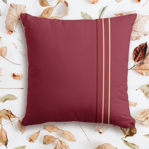 Minimalist Dark Red Autumnal Throw Pillow
