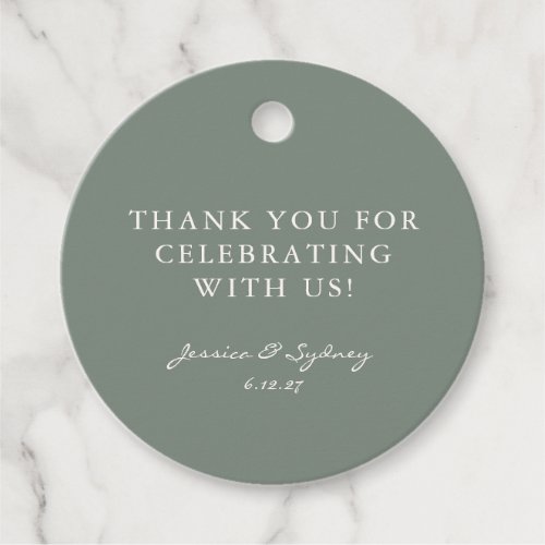 Minimalist Dark Sage Green Script Custom Thank You Favor Tags