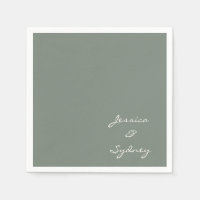 Minimalist Dark Sage Green Script Wedding Custom 