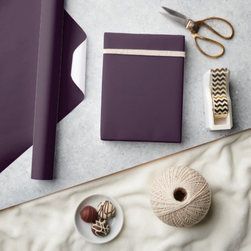 Minimalist Dark Tamarind Violet Purple Solid Plain Wrapping Paper