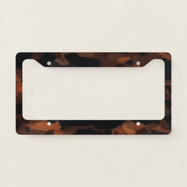 Minimalist Dark Tortoiseshell Pattern Chic Car License Plate Frame (Front)