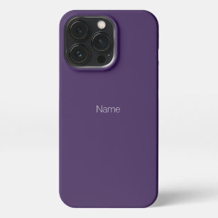 Minimalist dark violet purple custom name monogram iPhone 13 pro case
