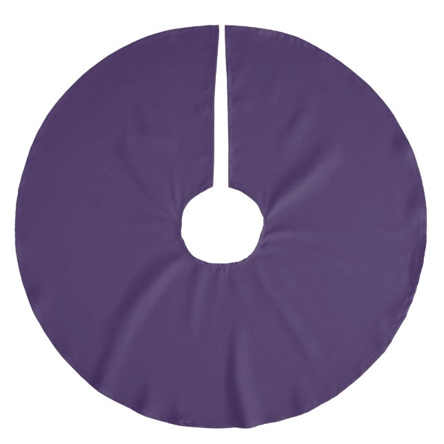 Minimalist dark violet purple solid plain elegant brushed polyester tree skirt (Front)