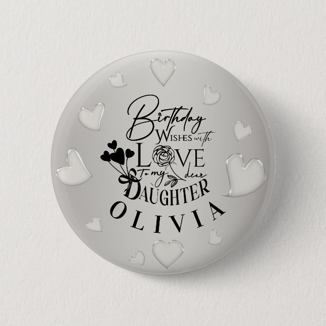 Minimalist Daughter Birthday Lettering Button (Front)