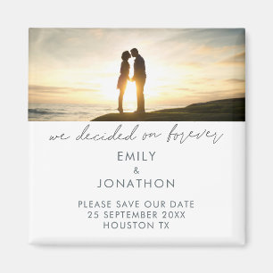Minimalist Decided on Forever Photo Save the Date Magnet
