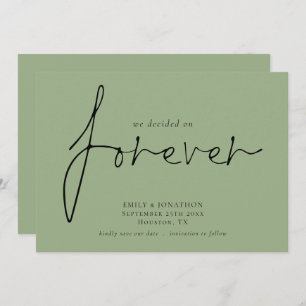 Minimalist Decided On Forever QR Code Sage Green Save The Date