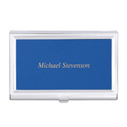 Minimalist Deep Blue Modern Plain Business Card Case