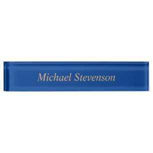 Minimalist Deep Blue Modern Plain Desk Name Plate